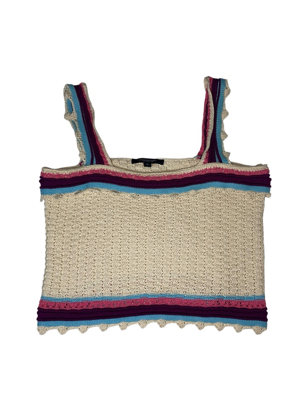 MARC NEW YORK Womens Crochet Cotton Tank Top Cream Size XL Boho Festival